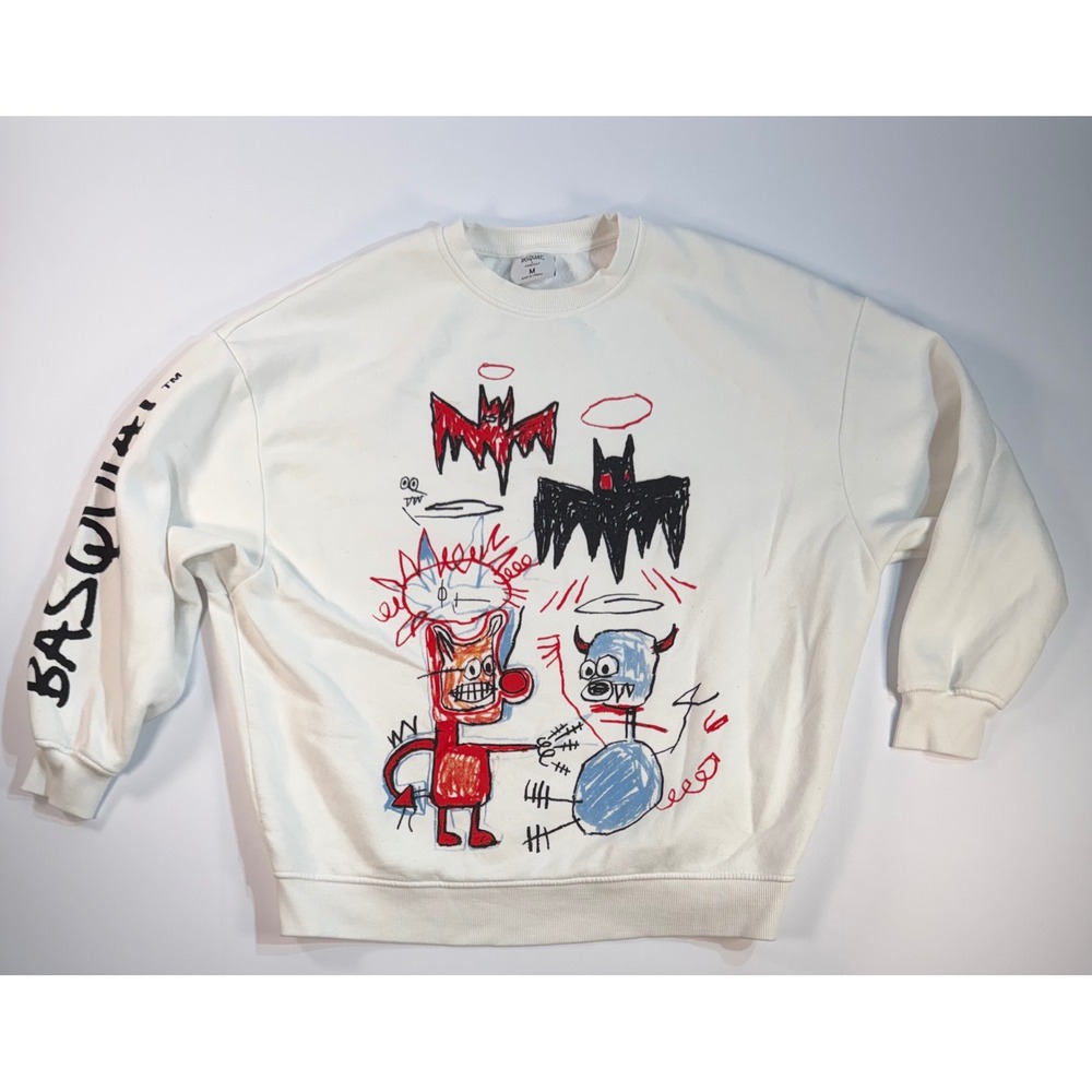 Basquiat x Primark White Graphic Sweatshirt Mens Medium Art Print Crewneck